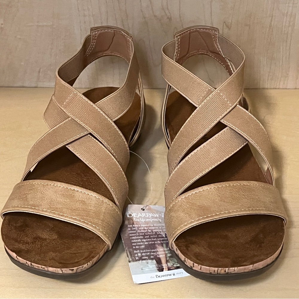 BearPaw Brea Women's Beige Crisscross Comfort Sandals